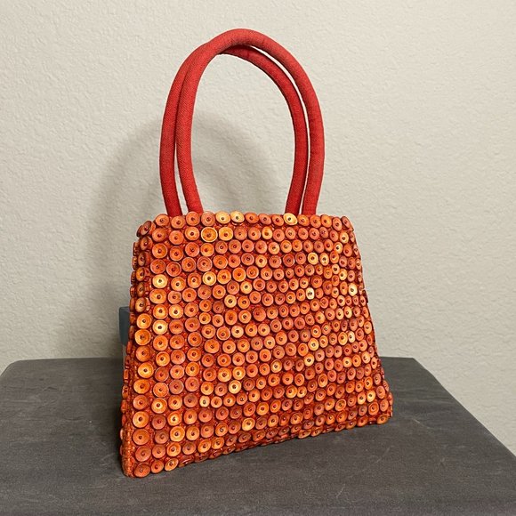 Handmade Red Seashell Slim Handbag - Picture 2 of 4